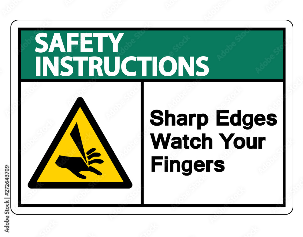 Safety instructions Sharp Edges Watch Your Fingers Symbol Sign Isolate On White Background,Vector Illustration Safety instructions Sharp Edges Watch Your Fingers Symbol Sign Isolate On White Background,Vector Illustration
