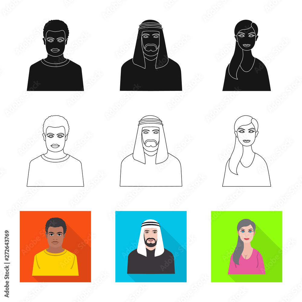 Vector design of hairstyle and profession sign. Collection of hairstyle and character stock vector illustration. Vector design of hairstyle and profession sign. Collection of hairstyle and character stock vector illustration.