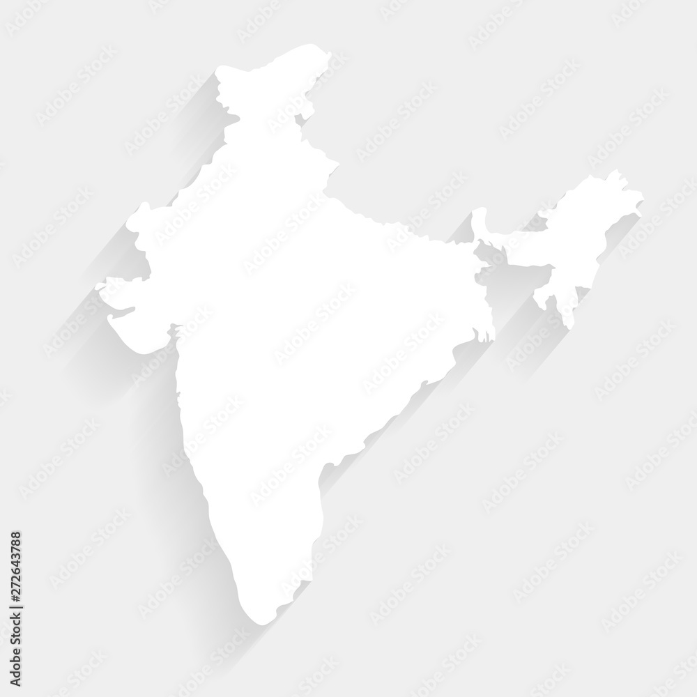 White India map on gray background, vector