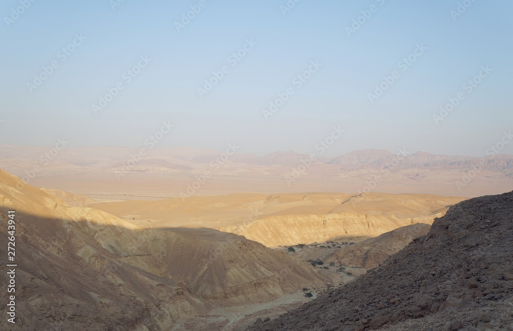 Ein Qetura nature reserve near Eilat in South Israel, in last sunset light