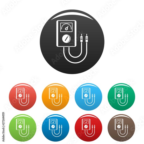 Voltage device tool icons set 9 color vector isolated on white for any design