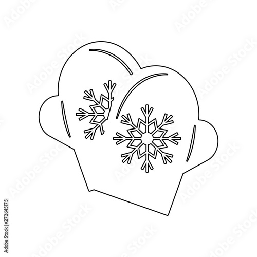 Winter mittens with snowflake elemenent icon. Element of Winter for mobile concept and web apps icon. Outline, thin line icon for website design and development, app development photo