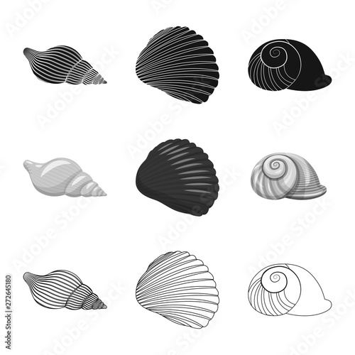 Vector illustration of animal and decoration icon. Set of animal and ocean stock vector illustration.