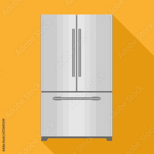Metal fridge icon. Flat illustration of metal fridge vector icon for web design