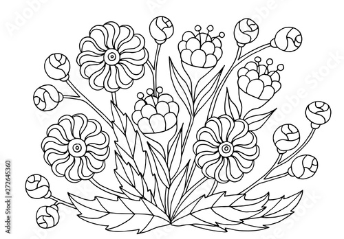 Hand drawn flower patterns for coloring pages
