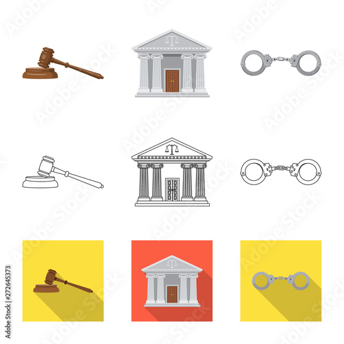 Vector illustration of law and lawyer symbol. Set of law and justice stock vector illustration.