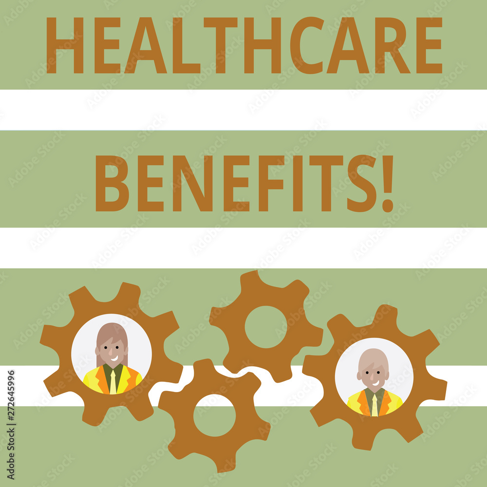 Fototapeta premium Handwriting text Healthcare Benefits. Conceptual photo it is insurance that covers the medical expenses