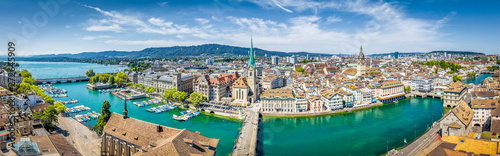 Zurich skyline panorama with river Limmat, Switzerland