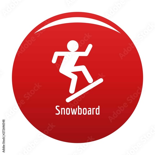 Snowboard icon. Simple illustration of snowboard vector icon for any design red