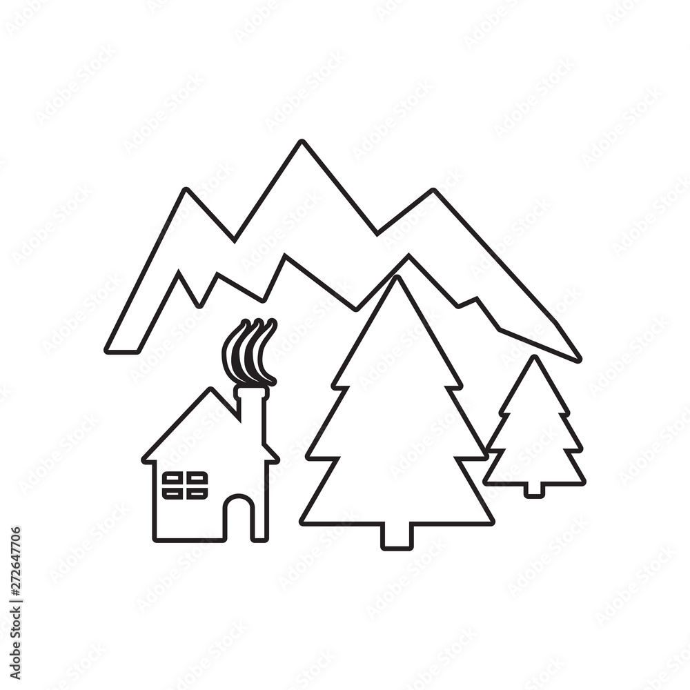 Icon for chalets and mountain holidays icon. Element of winter for mobile concept and web apps icon. Outline, thin line icon for website design and development, app development Icon for chalets and mountain holidays icon. Element of winter for mobile concept and web apps icon. Outline, thin line icon for website design and development, app development