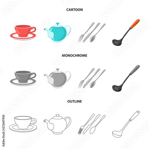 Vector illustration of kitchen and cook logo. Collection of kitchen and appliance vector icon for stock.