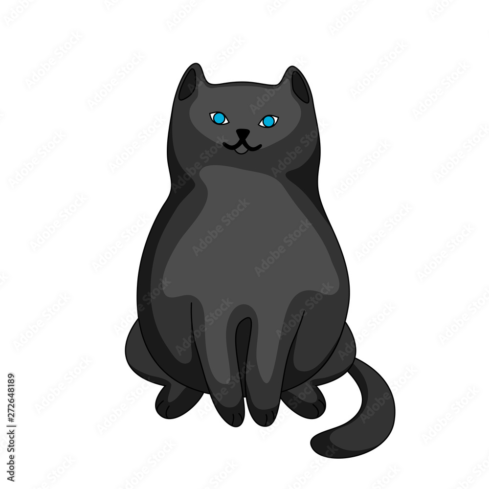 Obraz premium Stylized illustration of cartoon black cat.