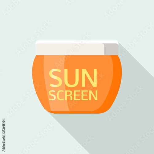 Sunscreen jar icon. Flat illustration of sunscreen jar vector icon for web design