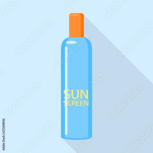Sunscreen blue bottle icon. Flat illustration of sunscreen blue bottle vector icon for web design