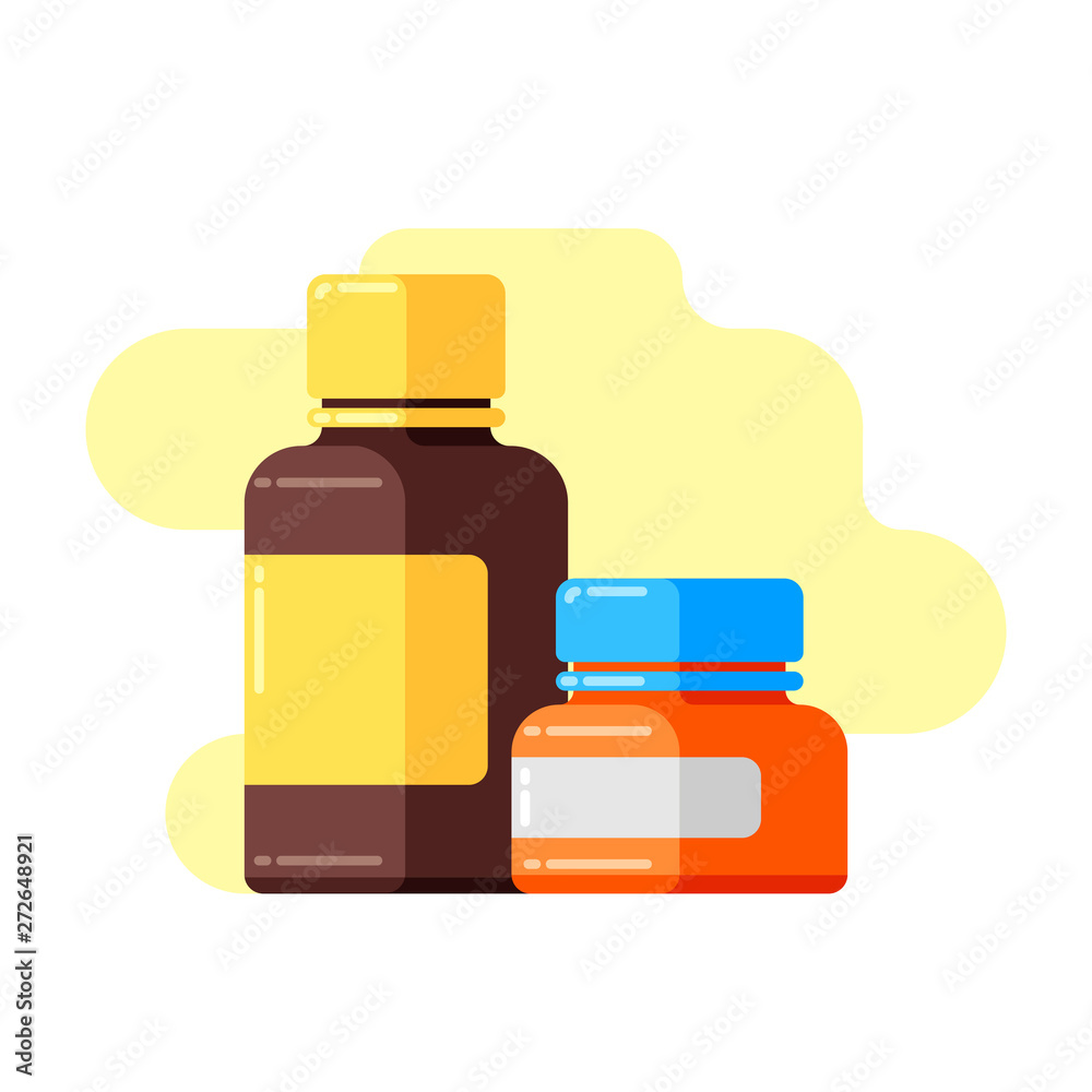 Design with medicine bottles and pills. Design with medicine bottles and pills.