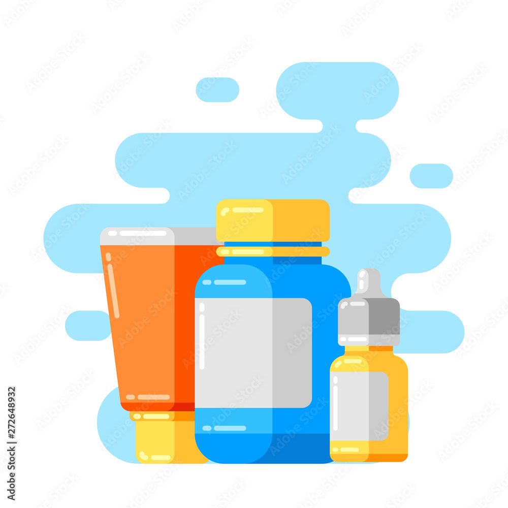 Design with medicine bottles and pills. Design with medicine bottles and pills.