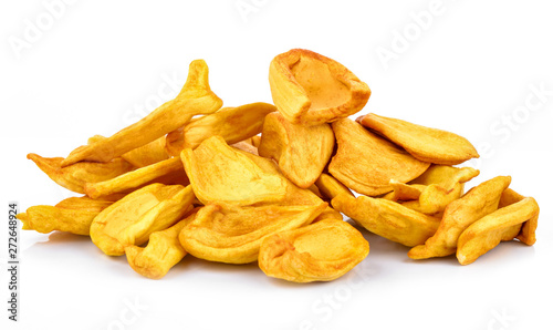 Dried jackfruit slices isolated on white