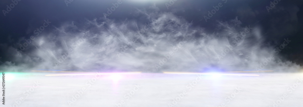 abstract dark concentrate floor scene with mist or fog, spotlight and display. banner abstract dark concentrate floor scene with mist or fog, spotlight and display. banner