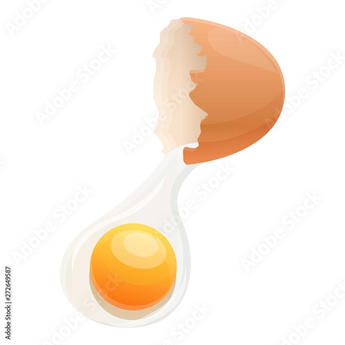 Cracked egg with yolk icon. Cartoon of cracked egg with yolk vector icon for web design isolated on white background