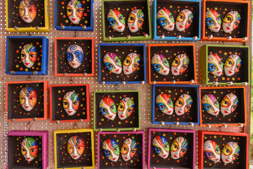 Colorful carnival masks of Olinda, Brazil