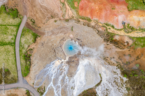 Aerial view of the Great Geyser, geysir in Iceland photo