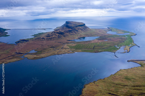 Aerial view of Snaefellsnes penisula near Kirkjufell mountain, Iceland