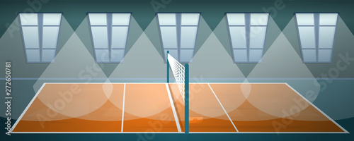 Volleyball arena concept banner. Cartoon illustration of volleyball arena vector concept banner for web design
