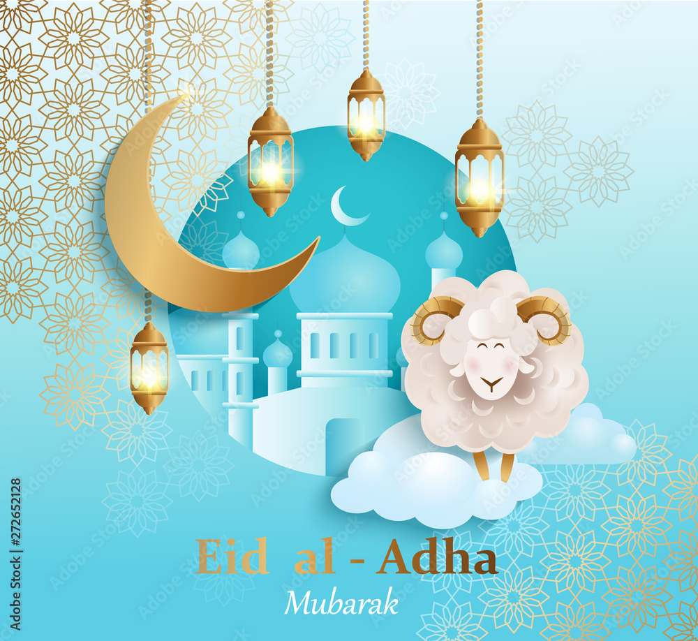Eid al-Adha Banner. Card for traditional muslim holiday Kurban Bayram