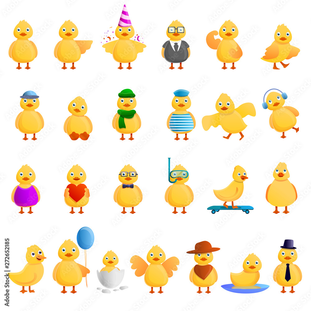 Duck icons set. Cartoon set of duck vector icons for web design Duck icons set. Cartoon set of duck vector icons for web design