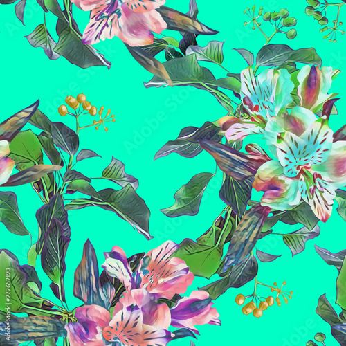 Seamless pattern of tropical plants