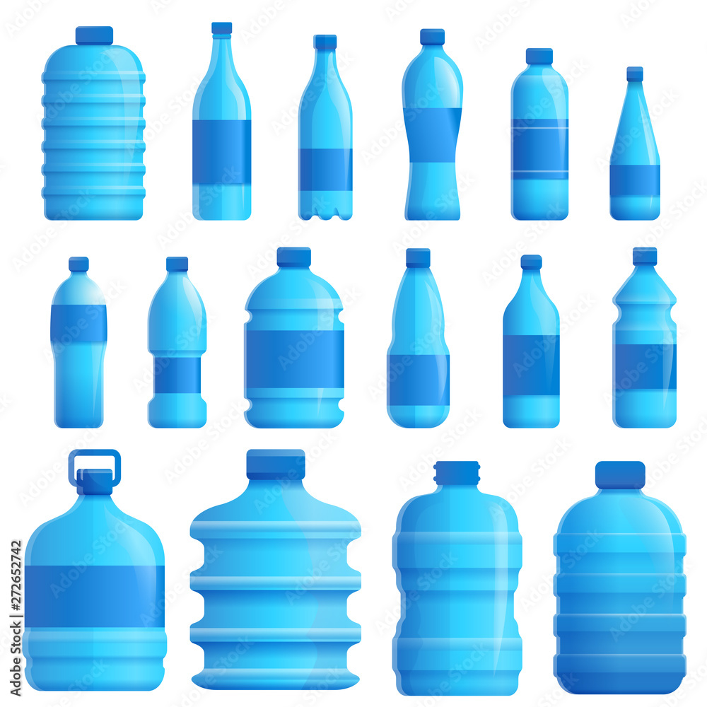 Mineral water icons set. Cartoon set of mineral water vector icons for web design Mineral water icons set. Cartoon set of mineral water vector icons for web design