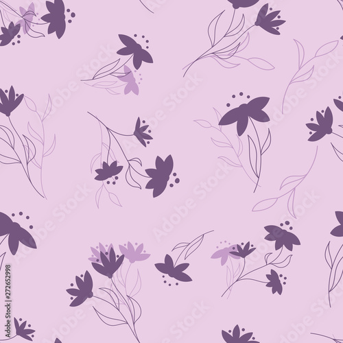 Floral purple seamless pattern. Beautiful violet flower retro background. Elegant fabric with violet background. Surface pattern design © TALVA
