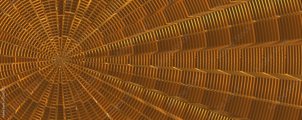 Fototapeta premium Abstract wicker texture featuring a radiating circular pattern in warm brown tones for use as a decorative background surface.