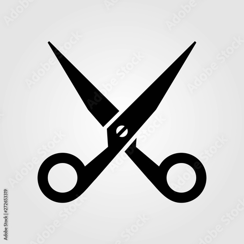 Silhouette of hair scissors isolated on white background. Vector illustration.