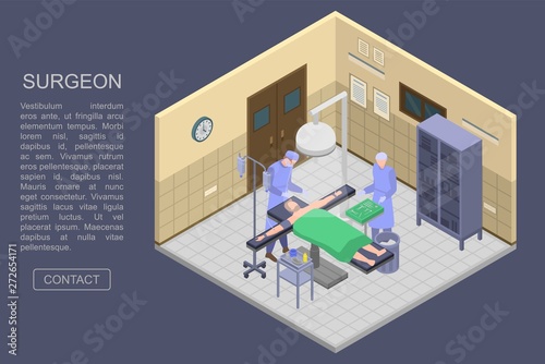 Surgeon room concept banner. Isometric illustration of surgeon room vector concept banner for web design