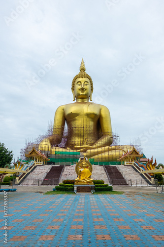 Big Buddha Wat muang  Angthong  Thai land  outdoor  sky  fix over and repair