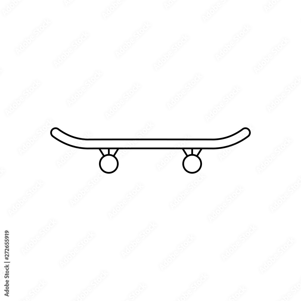 Skateboard icon. Skateboard symbol. Flat design. Stock - Vector illustration. Thin line, outline, linear icon