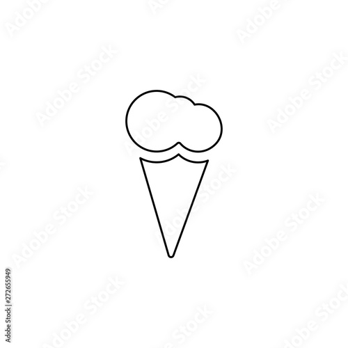 Ice cream cone icon isolated. Modern sweet vanilla desert sign. Trendy vector chocolate cram symbol for web site design, button to mobile app. Thin line, outline, linear icon