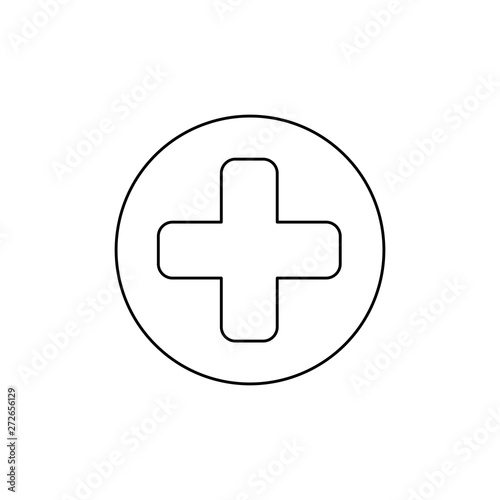 Plus Icon vector. Add icon. Addition sign. Medical Plus icon. Cross plus logo. Thin line, outline, linear icon