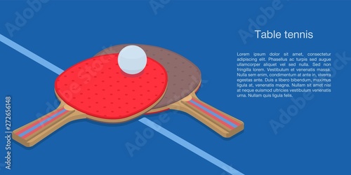 Table tennis concept banner. Isometric illustration of table tennis vector concept banner for web design