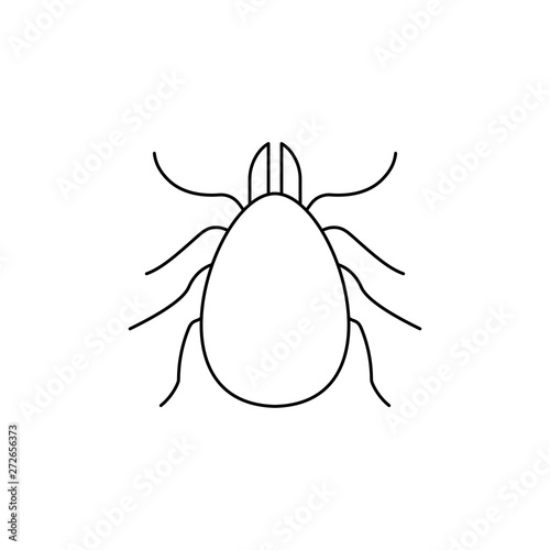 Tick icon. Mite silhouette. Vector illustration. Thin line, outline, linear icon