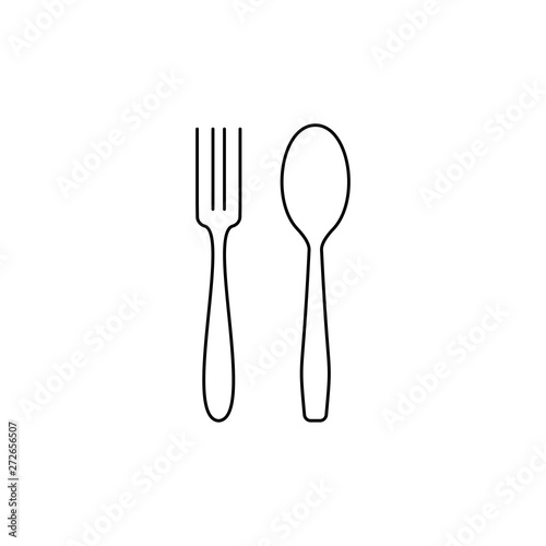 Spoon and fork Icon. Catlery icons. Thin line, outline, linear icon