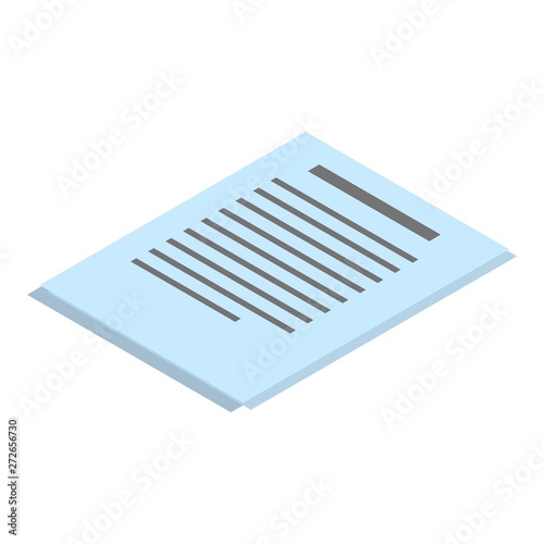 Paper document icon. Isometric of paper document vector icon for web design isolated on white background