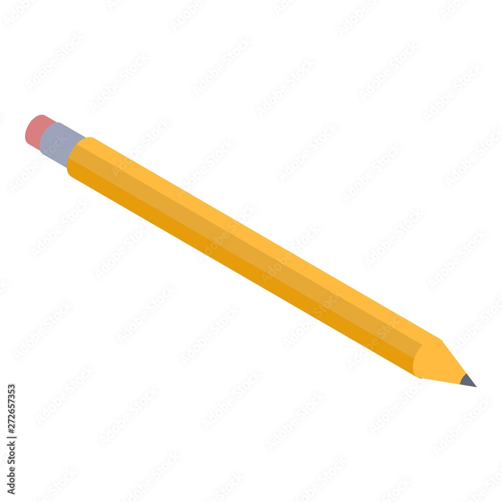 Yellow pencil icon. Isometric of yellow pencil vector icon for web design isolated on white background Yellow pencil icon. Isometric of yellow pencil vector icon for web design isolated on white background