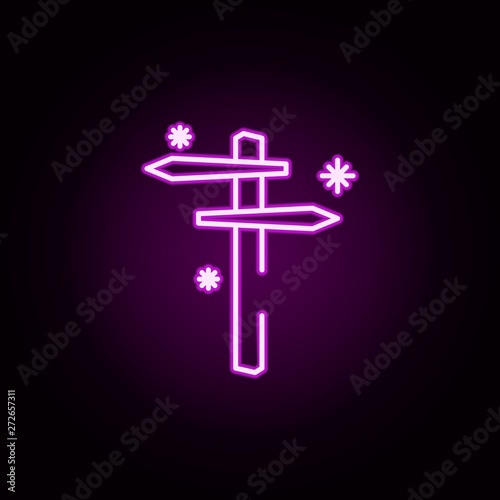 direction board snow neon icon. Elements of winter set. Simple icon for websites, web design, mobile app, info graphics