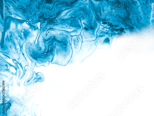Abstract art blue creative hand painted background with copy space, abstract ocean, water wave