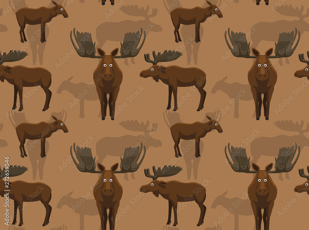 Fototapeta premium Cute Moose Background Seamless Wallpaper