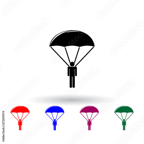 skydiver multi color icon. Elements of army & war set. Simple icon for websites, web design, mobile app, info graphics