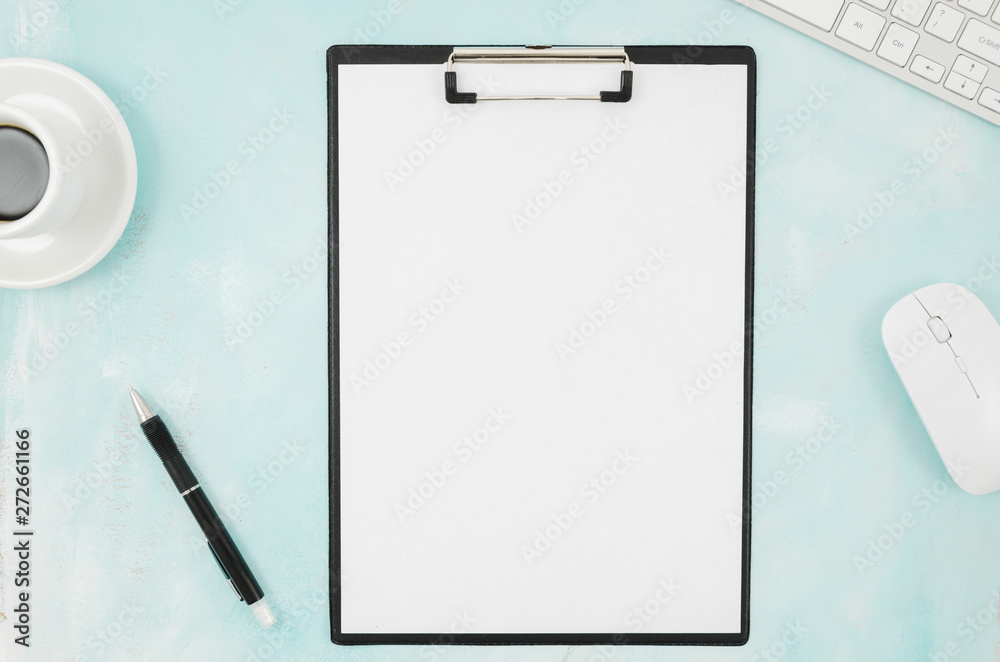Flat lay paper mockup on workspace Flat lay paper mockup on workspace