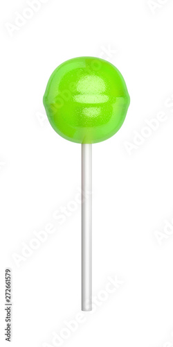 Green lollipop on white background
